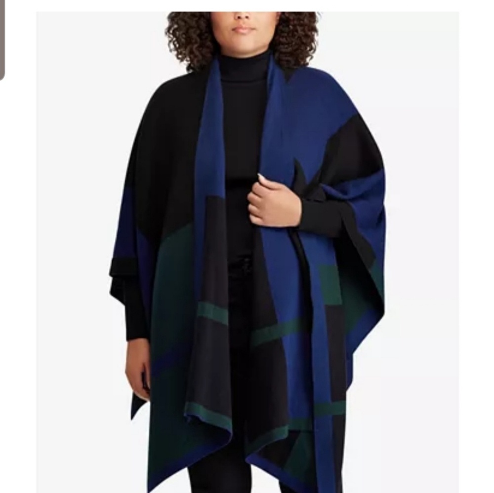 LAUREN RALPH LAUREN PLAID PONCHO